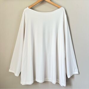 Susan Graver Off White Modern Essentials Liquid Knit Bateau Neck Top Size 4X